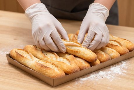 Đóng gói bánh mì que pate mới ra lò
