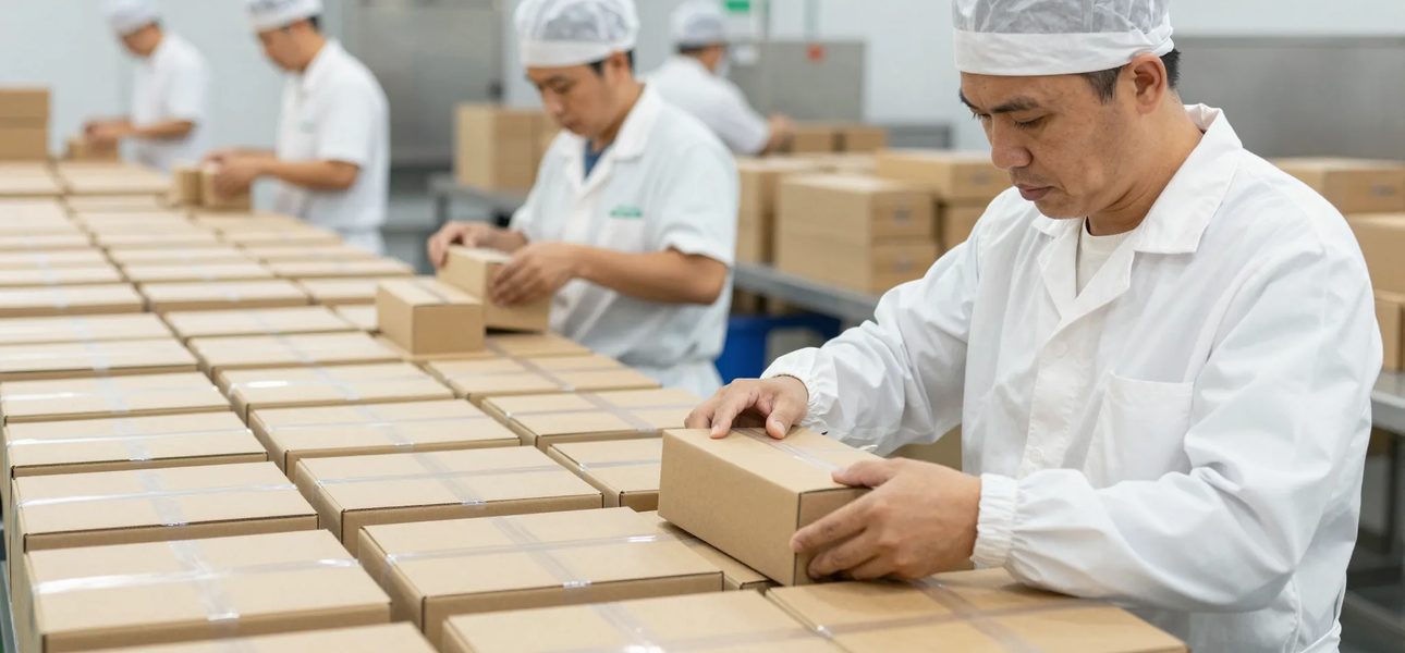 Khu vực đóng gói và vô thùng tại nhà máy NTP Food